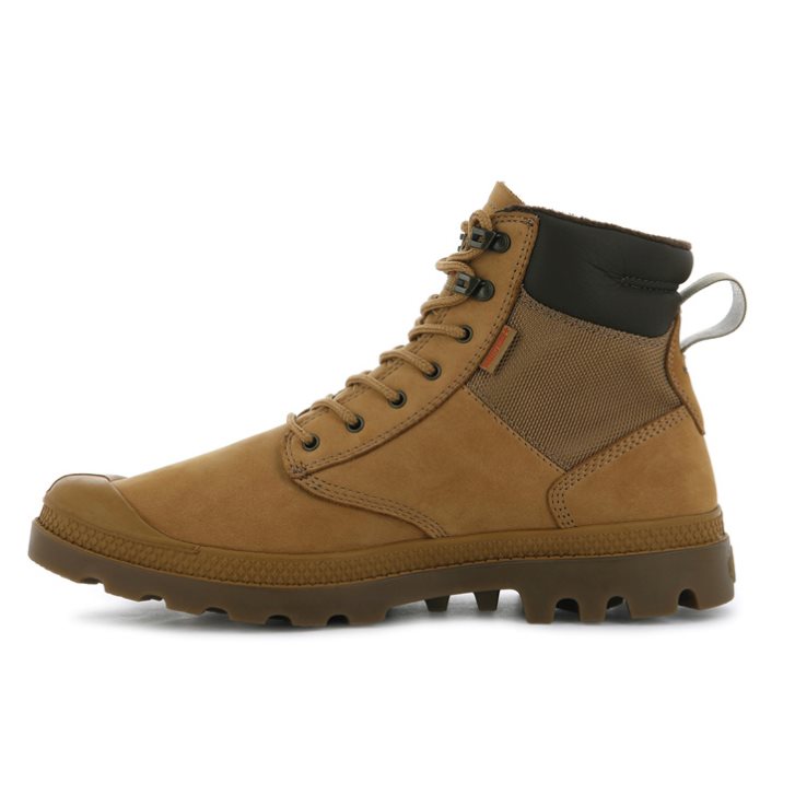 Palladium Pampa Shield WP+ LUX Men's Boots Brown | UK Y102-ILM